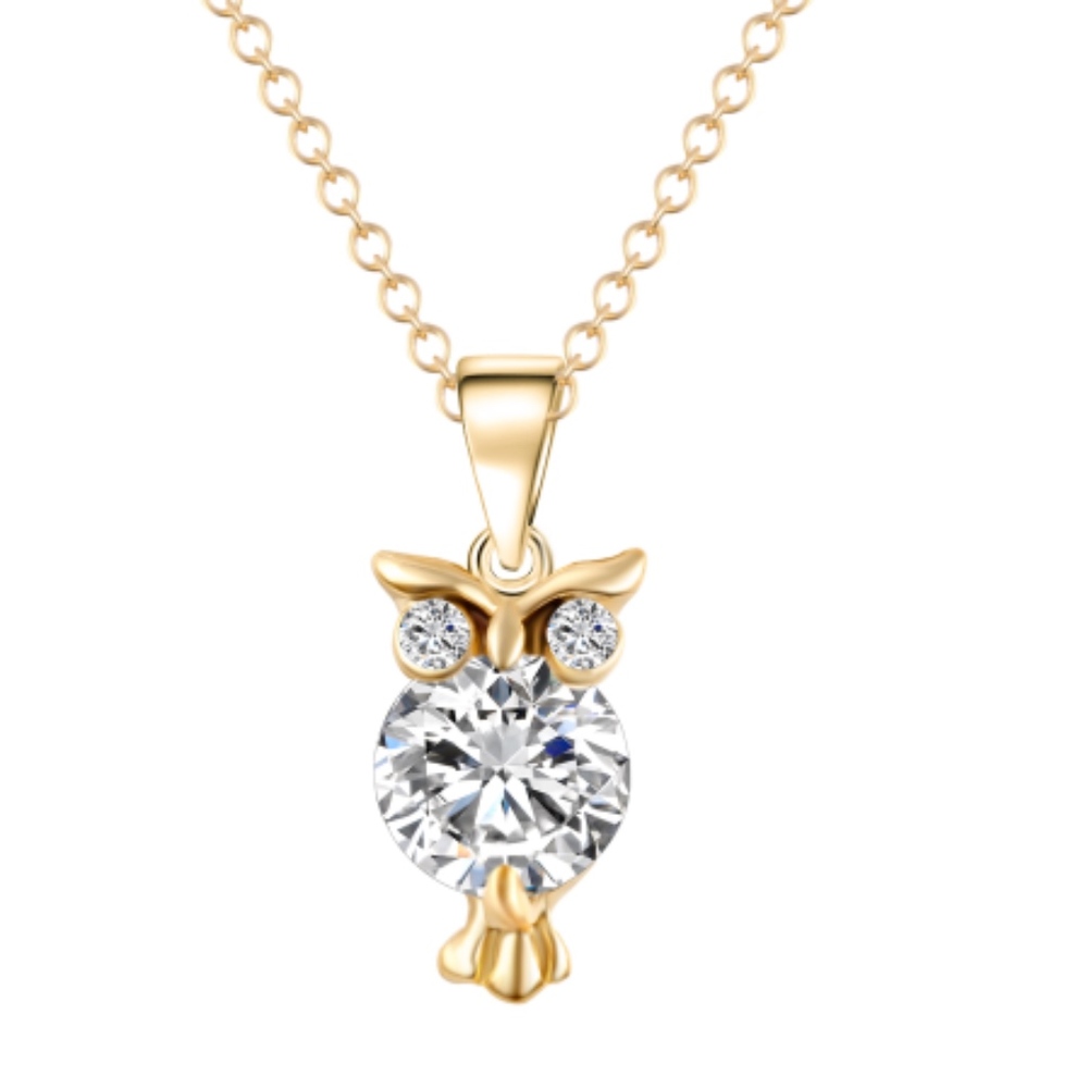Crystal Cubic Zirconia Owl Necklace